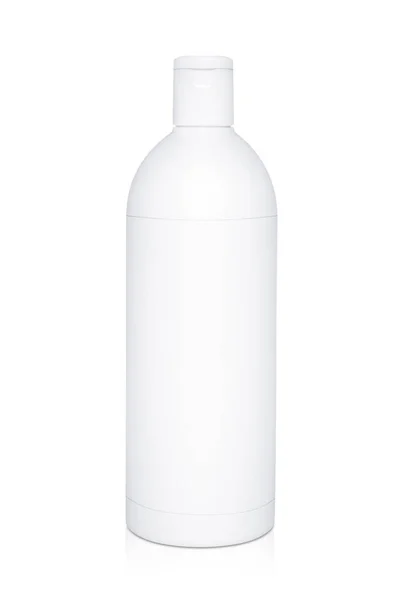 Bouteille Shampooing Savon Plastique Blanc Isolé Sur Fond Blanc Avec — Photo