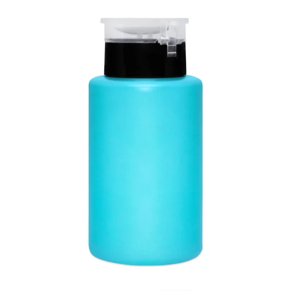 Niebieska Plastikowa Butelka Białym Tle — Zdjęcie stockowe