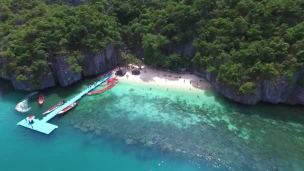 Top Aerial View Of Paradise Beach From Flying Drone. 4K. — Stock Video