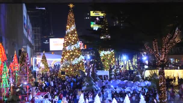 Vánoce a šťastný nový rok oslavy ve městě. — Stock video