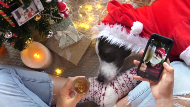 Videollamada de Santa Claus. Celebración de Navidad . — Vídeo de stock