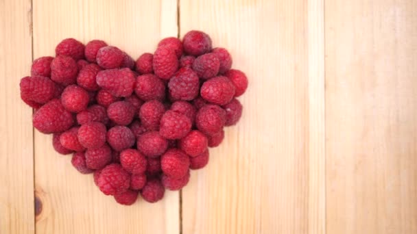 Closeup Of Romantic Raspberry Heart — Stock Video