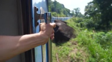 Erkek Gezgin El ele tutuşuyor Trende Yolculuk