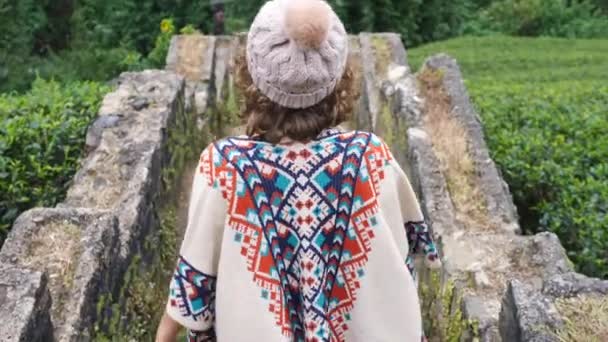 Voyageur Femme Promenade Extérieur Visites guidées Attraction touristique antique — Video