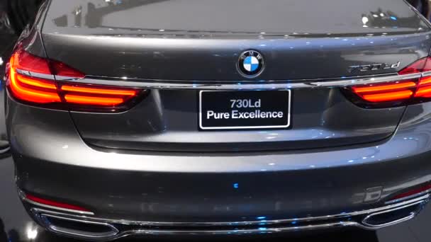 BMW Car 730 Ld At Auto Show. Bangkok, Thailand - April 08, 2018. — Stock Video