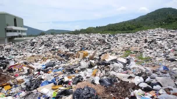 Landfill Site or Garbage Dump Causes Pollution and Ecological Disaster — Stock Video