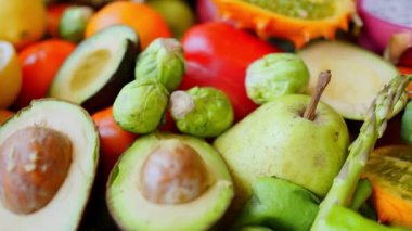 Colorful Bright Vegetable And Fruit. Closeup.