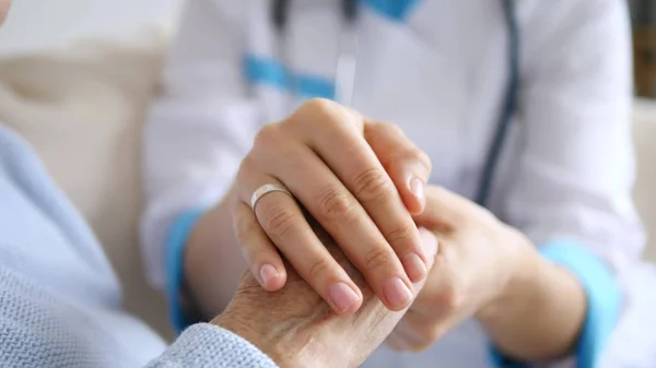 Closeup Of Doctor Keeping Hand Of Senior Patient — Stock Photo, Image