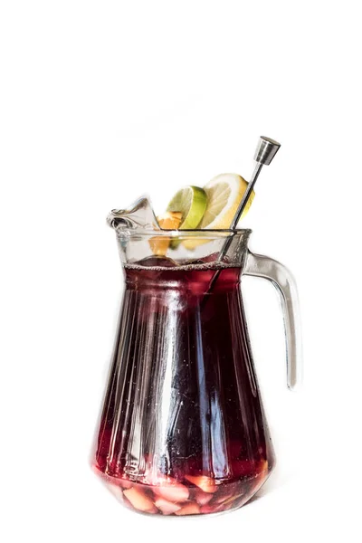 Pitcher Sangria White Background — Stock Photo, Image