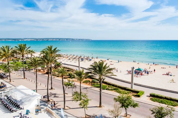 Pantai Dan Lanskap Laut Arenal Majorca Stok Gambar