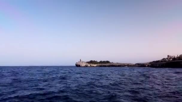 Paisaje Marino Con Faro Costa Mar Mediterráneo Cronograma — Vídeo de stock