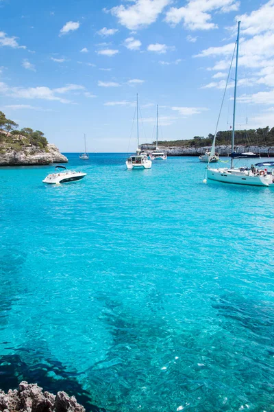 Mořská Krajina Loděmi Santanyi Mallorca — Stock fotografie