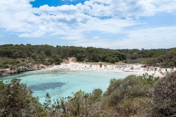 Pláž Lidmi Mořská Krajina Santanyi Mallorca — Stock fotografie