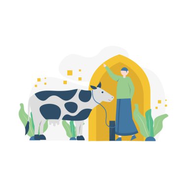 Kurban Bayramı kutlaması, tüm Müslümanları hayvan vekil ilüstrasyonunu keserek kutladı. İniş sayfası, ui, web sitesi, mobil uygulama, editör, poster, el yazısı ve afiş için uygundu.