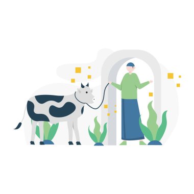 Kurban Bayramı kutlaması, tüm Müslümanları hayvan vekil ilüstrasyonunu keserek kutladı. İniş sayfası, ui, web sitesi, mobil uygulama, editör, poster, el yazısı ve afiş için uygundu.