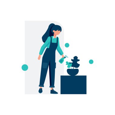 Temizlik servisi, iniş sayfası, ui, web sitesi, mobil uygulama, editör, poster, makale ve afiş için uygun oda vektör ilüstrasyonunu sürdürür