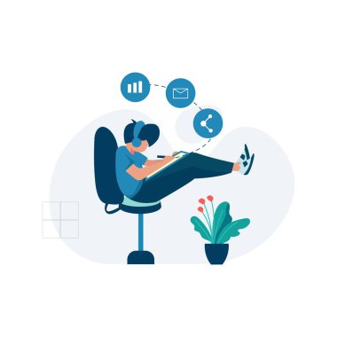 Serbest çalışanlar, iniş sayfası, ui, web sitesi, mobil uygulama, yazı, poster, makale ve afiş için uygun bir eşzamanlı uzay vektör ilülasyonu üzerinde çalışır ve tartışırlar