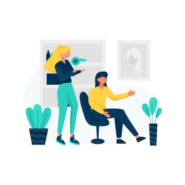 Güzellik salonu müşterilere saç ve güzellik hizmetleri sunar. İniş sayfası, ui, web sitesi, mobil uygulama, editör, poster, makale ve afiş için uygundur.