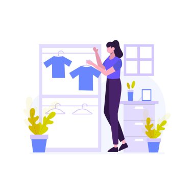 Terzi, bir müşterinin kıyafet siparişi vektör illüstrasyonunu yapar. İniş sayfası, ui, web sitesi, mobil uygulama, editör, poster, makale ve afiş için uygundur.