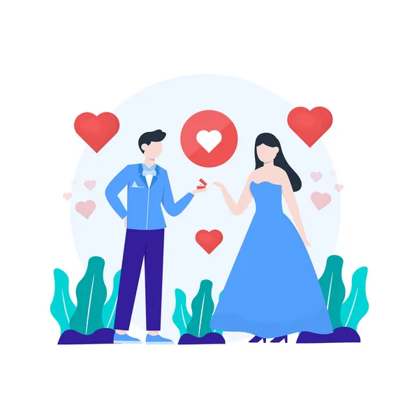 Ett Par Engagerade Och Förbereder Sig För Att Ett Bröllop — Stock vektor