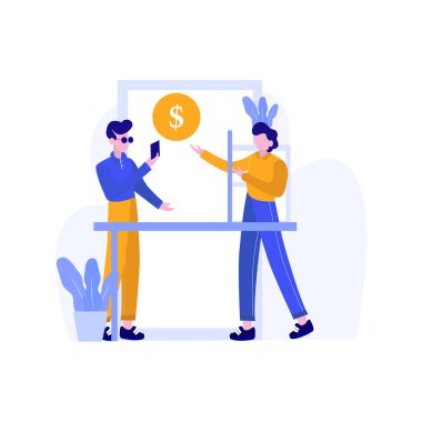 Müşteriler, iniş sayfası, ui, web sitesi, mobil uygulama, editör, poster, makale ve afiş için uygun internet ve mobil bankacılık hizmetleri vektör ilüstrasyonunu kullanır ve bundan keyif alır.