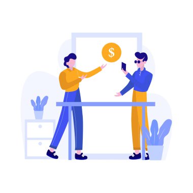 Müşteriler, iniş sayfası, ui, web sitesi, mobil uygulama, editör, poster, makale ve afiş için uygun internet ve mobil bankacılık hizmetleri vektör ilüstrasyonunu kullanır ve bundan keyif alır.