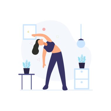 Sporcular, iniş sayfası, ui, web sitesi, mobil uygulama, editör, poster, makale ve afiş için uygun sağlıklı bir vücut vektör ilülasyonunu sürdürmek için her sabah egzersiz yaparlar.