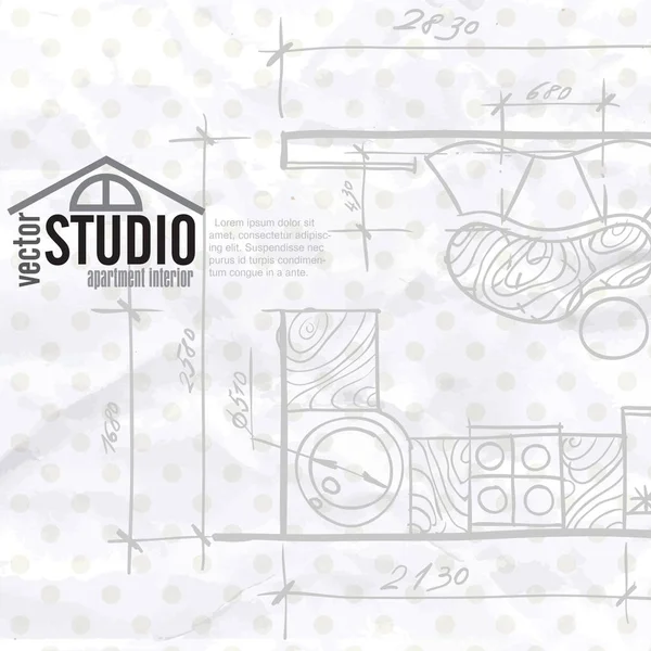 Interieur tekening Lounge Plan — Stockvector