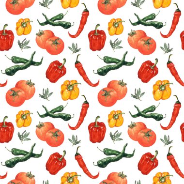 Suluboya Sebze Örnekleri. Kusursuz desen. El yapımı sebze. Dijital Kağıt.