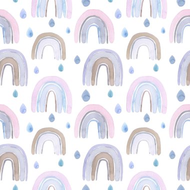 Suluboya Gökkuşağı Şablonu, Gökkuşağı Şablonu, Kusursuz Desen, Pastel Renkleri, Doğa Gökkuşağı Şablonu, Bebek Tasarımı, Boho Gökkuşağı, Boho Stile