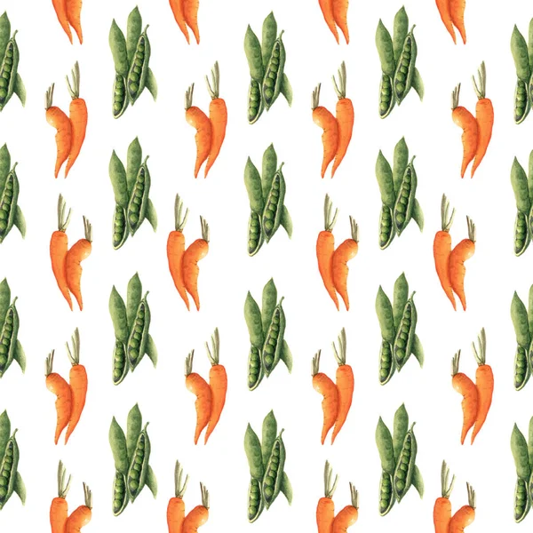 Watercolor Vegetable Pattern. Seamless Pattern. Hand Drawn Vegetable. Digital Paper.