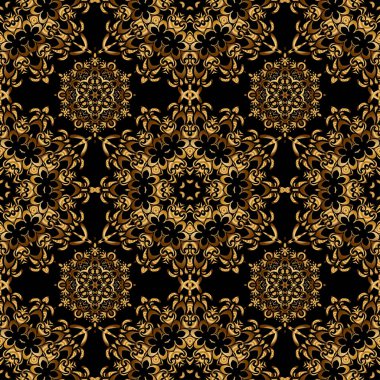 Duvar kağıdı, Noel süsü, konfeti, tekstil, ambalaj için soyut parlak altın tasarım. Tatil sembolü. Yıldızsız desenli altın ve siyah retro arkaplan.