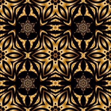 Lüks, kraliyet ve Viktorya dönemi konsepti. Altın elementler siyah arka planda izole edildi. Klasik barok çiçekli, siyah yerine altın desenli. Süsleme vektör dekorasyonu.