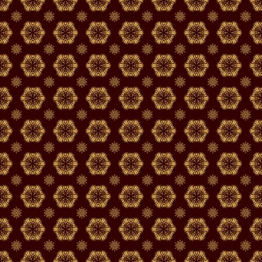 Kahverengi arka planda barok tarzında, doğulu süslemeler. Geleneksel klasik altın ve kahverengi desenler. Raster illüstrasyonu.