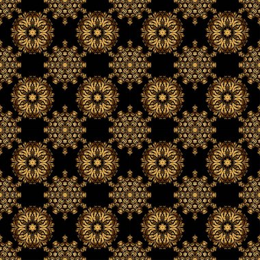 Siyah ve altın desenli. Zarif, klasik, altın, pürüzsüz desen. Altından yinelenen elementlerle kusursuz soyut arkaplan.