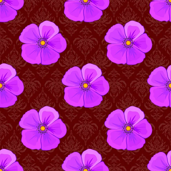 Vecteur Écrit Main Fleurs Cosmos Timbres Clés Vintage Motif Sans — Image vectorielle