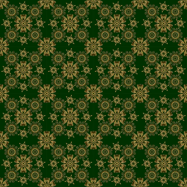 Зеленый Золотой Узор Элегантный Вектор Классического Безseamless Узор Беззвучное Изображение — стоковый вектор