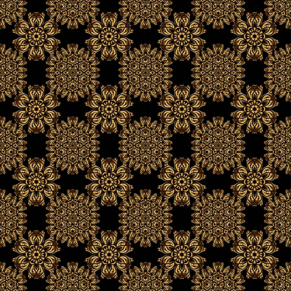 Vintage Baroque Floral Sans Soudure Sur Noir Concept Luxe Royal — Image vectorielle