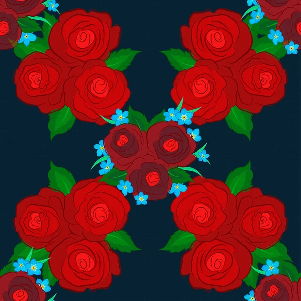 Motif Uni Avec Jolies Fleurs Rose Des Feuilles Vertes Sur — Image vectorielle