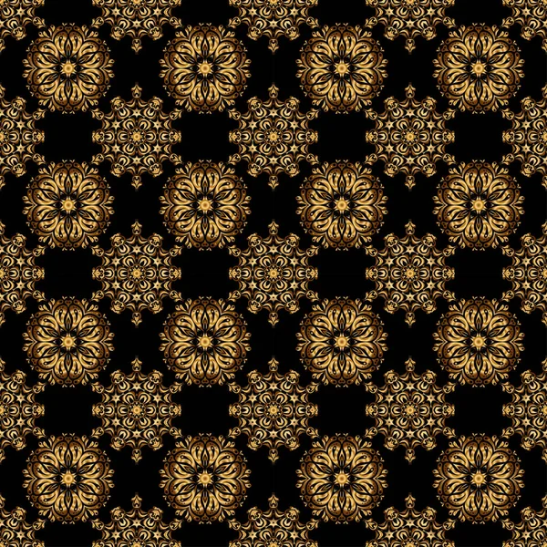 黑色和金色的图案 典雅的经典金色无缝图案 无缝隙的抽象背景 带有金色的重复元素 — 图库矢量图片