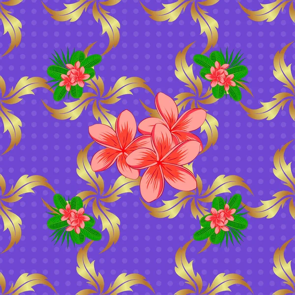 Illustration Vectorielle Arrière Plan Lisse Avec Fleurs Feuilles Plumeria Décoratives — Image vectorielle