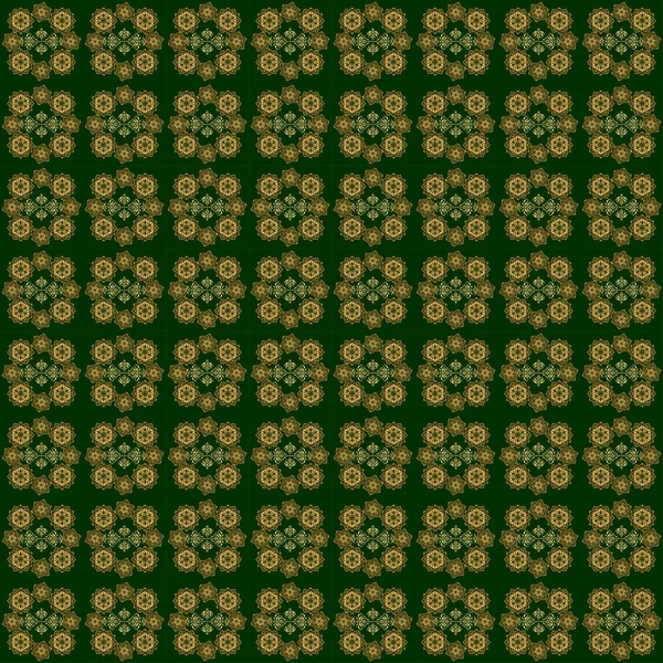 Modern Geometrisch Naadloos Patroon Met Goud Herhalende Elementen Een Groene — Stockvector