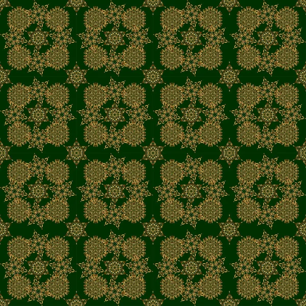 Étoile Dorée Vectorielle Décorations Étoiles Grille Dorée Sur Fond Vert — Image vectorielle