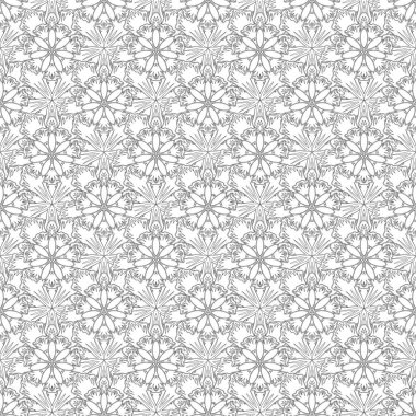 Tatil için mükemmel. Vektör parıltısı, beyaz ve siyah elementlerle desensiz desenli. Şekillendirilmiş süs.