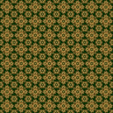 Yeşil ve altın rengi bir süs. Kusursuz desen 