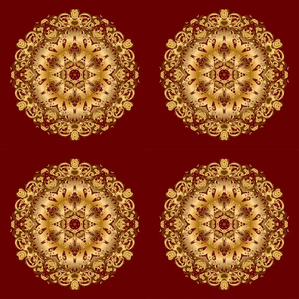 Εικονογράφηση Διανύσματος Γκλίτερ Χρυσό Άστρο Αφηρημένη Mandala Κόκκινο Φόντο — Διανυσματικό Αρχείο
