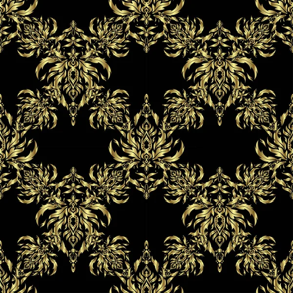 Ornement Vintage Noir Motif Sans Couture Pour Impression Sur Textile — Image vectorielle