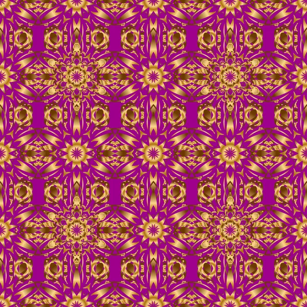 Ornamento Mandala Vintage Violeta Dourado Padrão Sem Costura —  Vetores de Stock