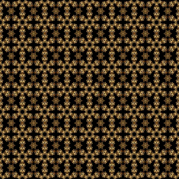 ブラックとゴールドのヴィンテージの装飾 織物や紙に印刷するためのシームレスなパターン — ストックベクタ