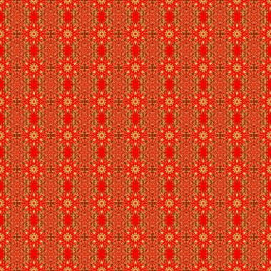 Kırmızı ve altın renkli süsler. Tekstil ya da kağıda yazdırmak için kusursuz desen.